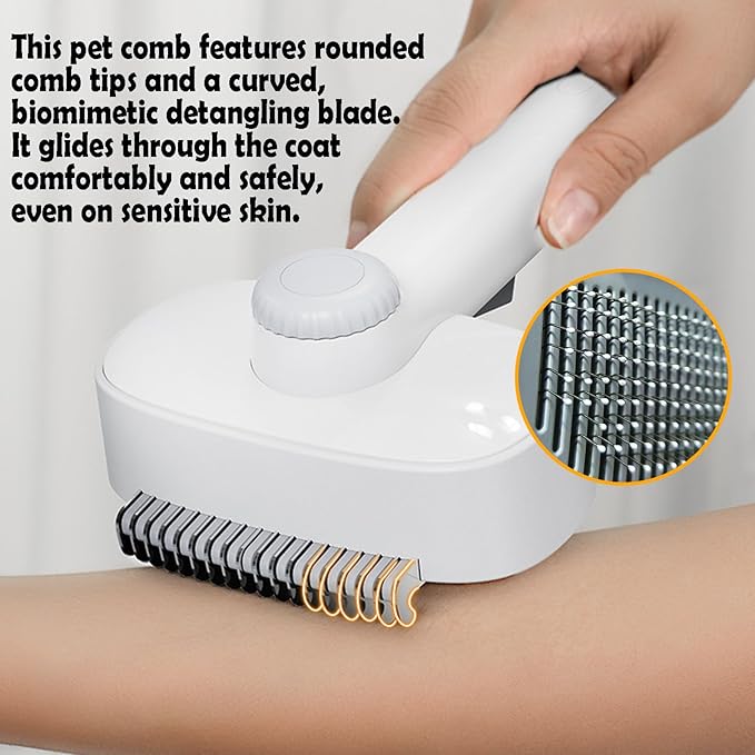2-in-1 Gentle Deshedding & Detangling Brush for Dogs & Cats - Adjustable Pet Grooming Tool for Daily Coat Care, Manages Loose Fur & Reduces Matting for Long-Haired Breeds