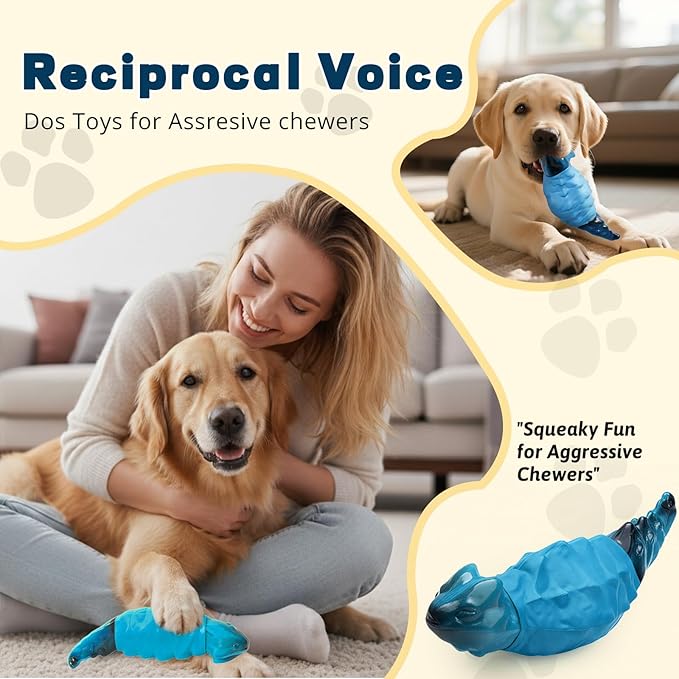 Dog Chew Toys for Aggressive Chewers, Indestructible Lizard Shape Tough Dog Toy with Natural Scents, Durable Chew Bones to Keep Large Dogs Busy, for Super Chewers 20-80Lbs - Milk