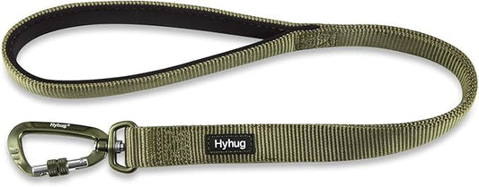 Hyhug Pets 24 Inches Sturdy Short Leash with Comfortable Handle and Lightweight Aviation Aluminium Clip Lead- for Daily Use Walking and Training. (24 Inches, Military Green)