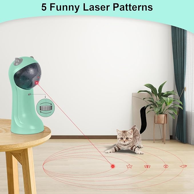 TBTeek Cat Toy Motion-Activated, Rechargeable Automatic Cat Toy with Rotating Red Light, 4 Speed Modes for Indoor Cats, Kittens & Dogs(Green)