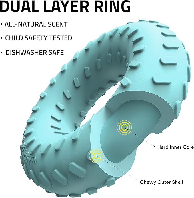 Playology Dog Toys | Dual Layer Ring Durable Chew Toy for Aggressive Chewers | Medium Peanut Butter Scented Toy - Easy to Clean and Made from Non Toxic Materials