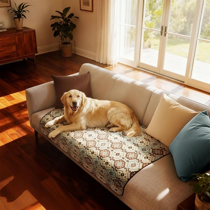 FXW Washable Pee Pads for Dogs, Puppy Pads with Super Absorbent, Specifically Designed for FXW Rollick/Homeplus 24inch 6 Panels Dog Playpen, 39" x 63" Rectangle, Tribal Beige, 1 Pack