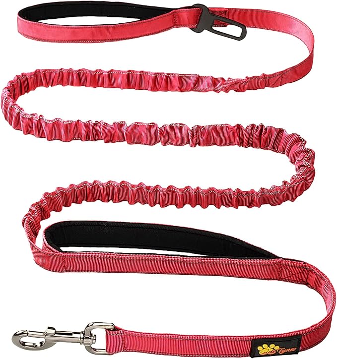 ADITYNA Tactical Bungee Dog Leash 6ft-7.5ft - Shock Absorbing Lead with 2 Padded Handles, Metal Clasp, Car Seatbelt - Heavy Duty No Pull for Medium, Large & XL Breeds