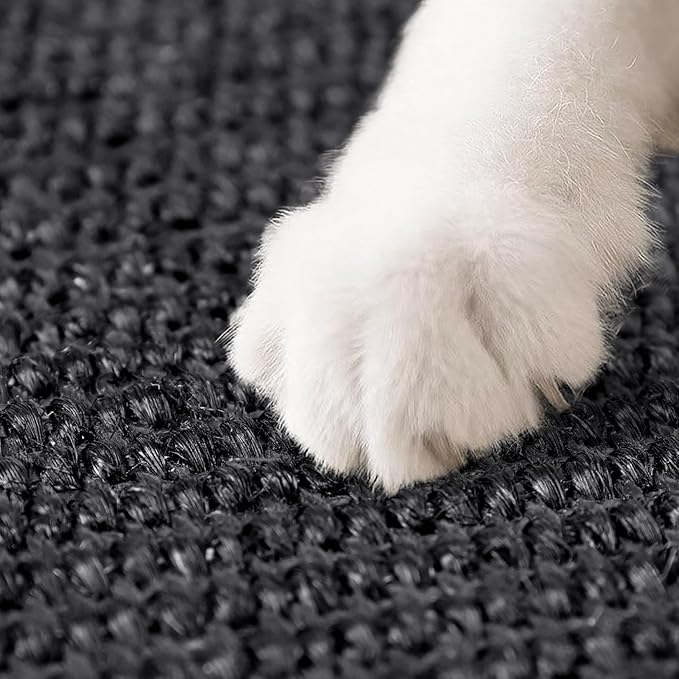 Black Cat Scratching Mat Sisal, 2 Packs Sisal Fabric Large Cat Scratching Pad for Indoor Cats with Adhesive Hook Loop Tape, Wall Scratchers for Indoor Cats 23.6" x 15.7"
