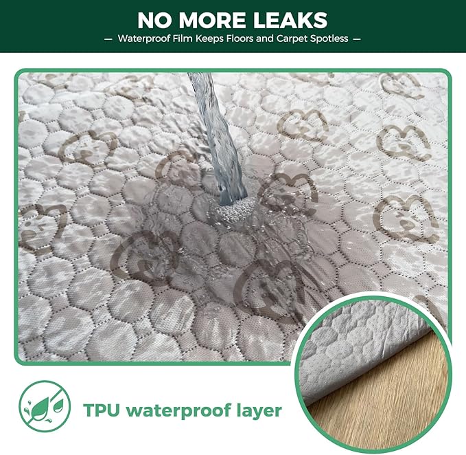 FXW Washable Pee Pads for Dogs, Puppy Pads with Super Absorbent, Specifically Designed for FXW Rollick/Homeplus 24inch 6 Panels Dog Playpen, 39" x 63" Rectangle, Green, 1 Pack