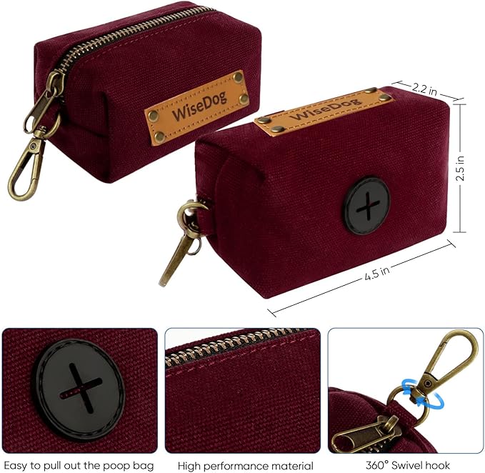 Wisedog Dog Collar and Leash Set, Waterproof Adjustable Puppy Collars with Cute Tag 4FT Dog Leash with Poop Bag for Small Medium Large Dogs (XS, Burgundy)