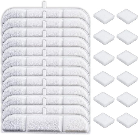 12 Packs Replacement Filters for DownyPaws Pet Wireless Cat Water Fountain 84oz/2.5L, Filter for Cat and Dogs Water Fountain DPWFP6(12 filter +12 prefilter)