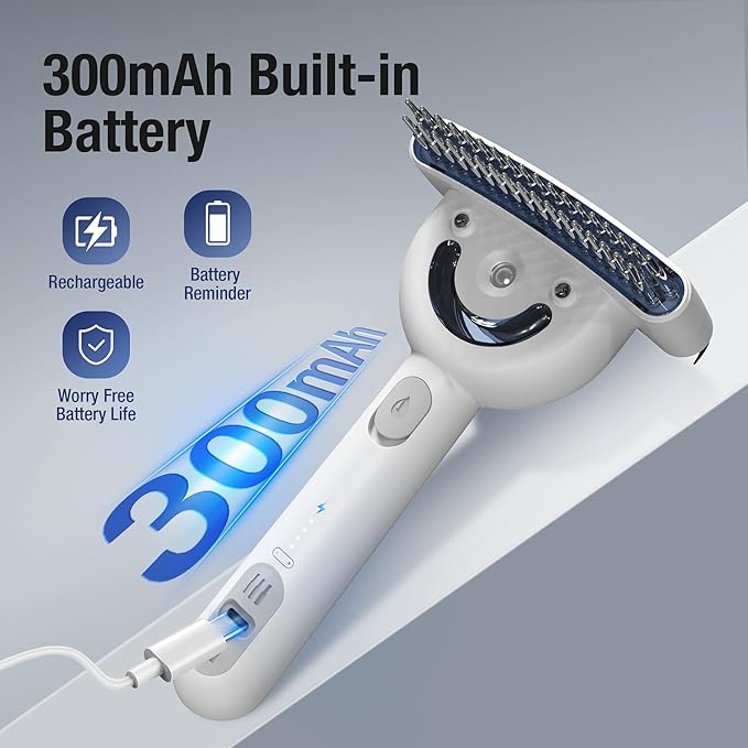 Dog brush for shedding & Cat Grooming Comb kit– Pet Steam brush with UV Sterilization, Rechargeable - Suitable for long-haired or curly-haired pets. Removes tangled hair