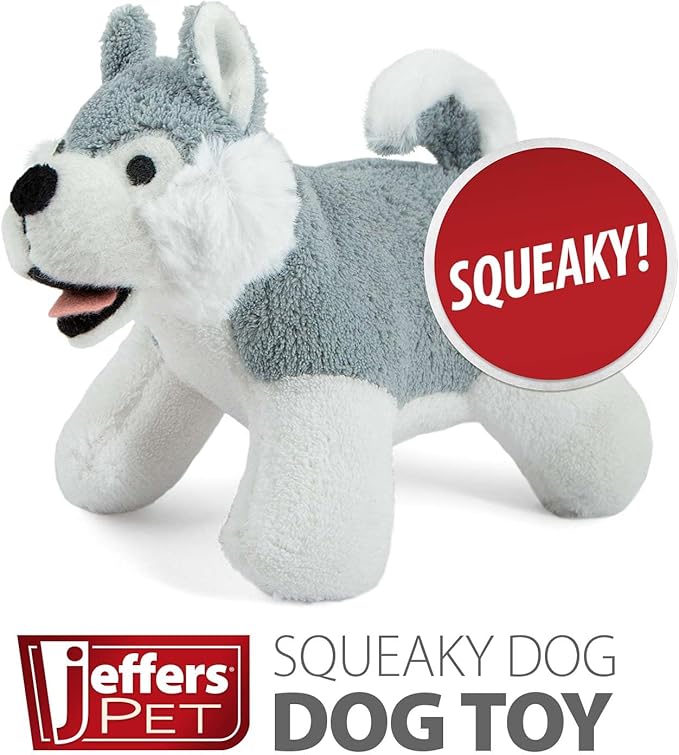Jeffers Pet Animal Cuddlers Plush Dog Toy with Squeaker, 8" – Soft, Interactive Puppy Toy for Small & Medium Breeds, Indoor or Outdoor Play, Fetch, Snuggle, Great Gift for Christmas - Gray Husky