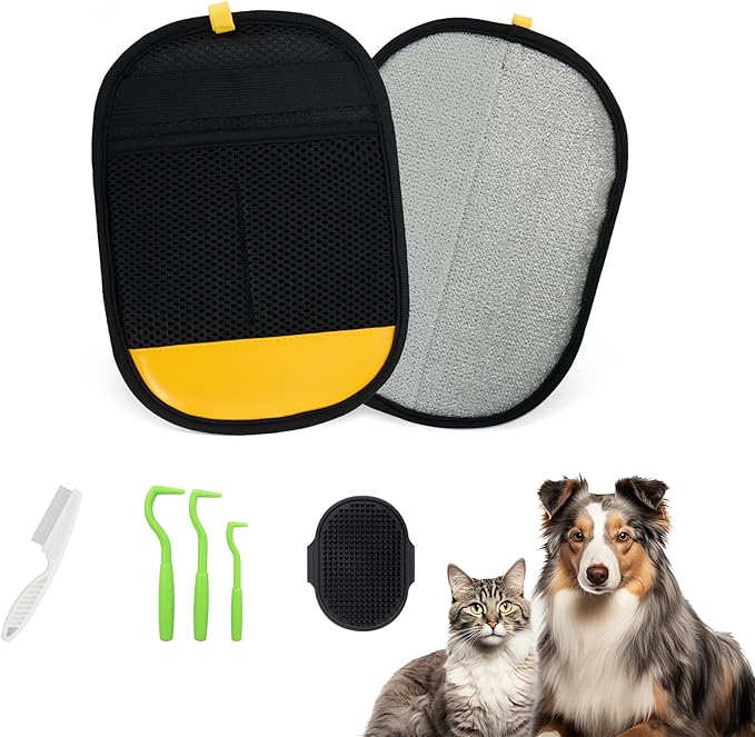 Pet Hair Removal Glove, 2025 Newly Upgraded Electrostatic Pet Hair Remover Glove with Comb,Pet Massage Tool,Pet Hair Remover Tool for Cats & Dogs,Couch,Curtain, Clothing, Carpet, Car Seat(2pcs)