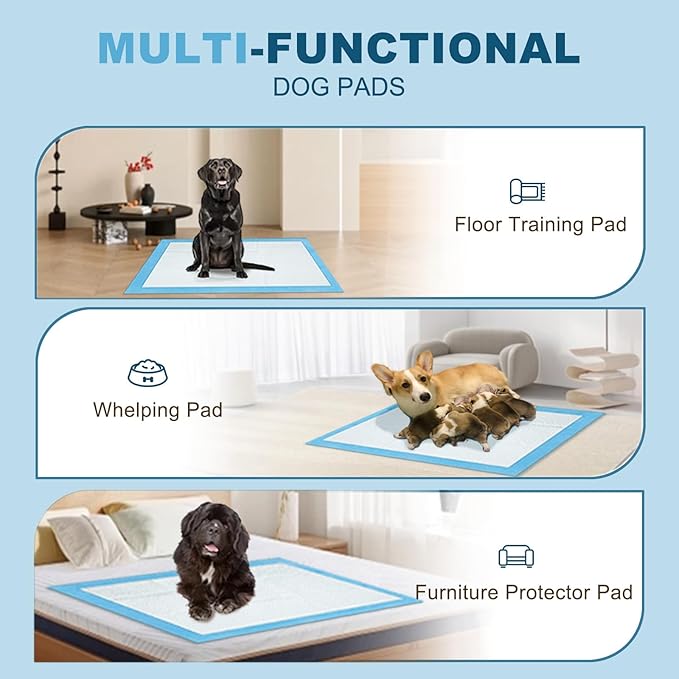 Boscute Enormous Size 54"x37" Pee Pads for Large Dogs, Heavy Absorbent Quick Dry Disposable Puppy Pee Pads, Thicken Strong Leak-Proof Backing Disposable Dog Pads