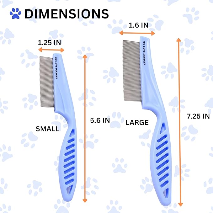 Dog Face Comb, Flea Comb for Dogs, Fine Tooth Tear Stain Remover, Removes Crust, Mucus, and Stains, Face Brush for Poodles & Other Breeds, Grooming Comb for Pets, Large + Small [We Love Doodles]
