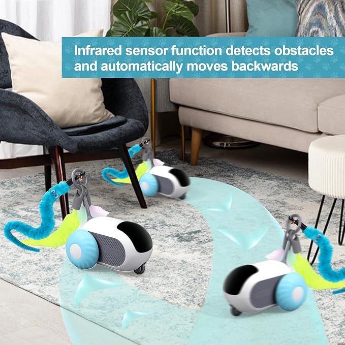 BABORUI 3.0 Upgraded Interactive Cat Toy with 2-Speed Remote Control, Automatic Toys for Indoor Cats