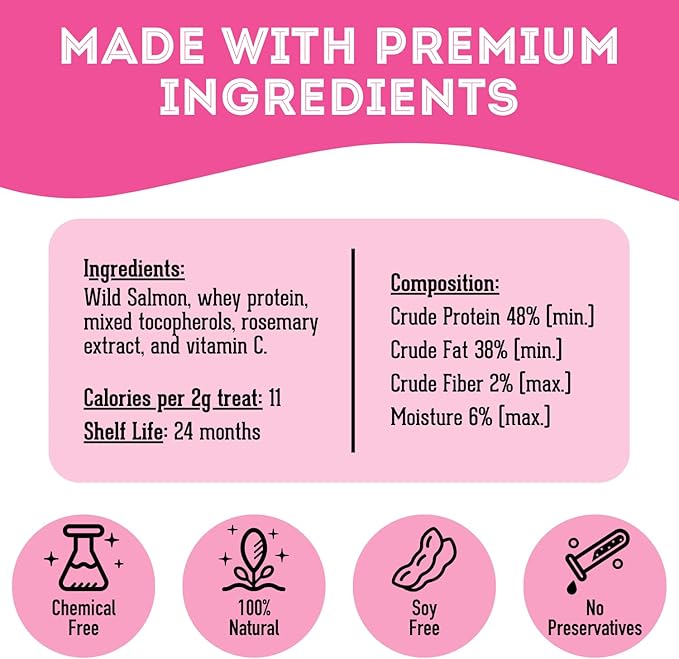 The Granville Island Pet Treatery Dehydrated Wild Salmon Treats for Dogs & Cats (1.76 oz, Pack of 1) Single Ingredient to Maintain Nutrients Vitamins and Healthy Oils Made in Canada