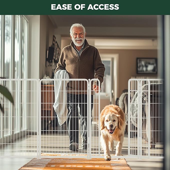 FXW Homeplus Unleashed Indoor Dog Playpen - Stress-Free and Safe Play, Heavy Duty 45 Inch 16 Panels Dog Pen with Connectors (Pack of 2) for Large Dogs, White│Patented