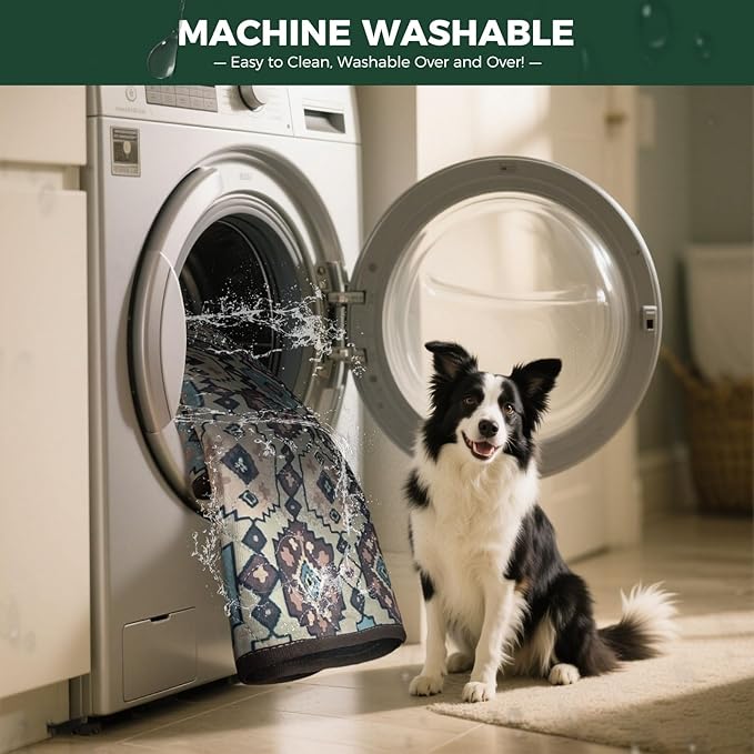 FXW Washable Pee Pads for Dogs, Puppy Pads with Super Absorbent, Specifically Designed for 24inch Cages, 17" x 23" Rectangle, Tribal Beige, 2 Packs