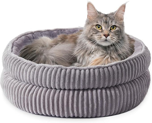 Cat Beds for Indoor Cats,Kitten Bed,Dog Bed for Small Dogs Breeds,Puppy Kennel Bed, Comfy Durable Pet Sleeping Bed, Washable Roun Cat Beds & Non-Slip Bottom, Gray 20" L x 20" W x 8" Th