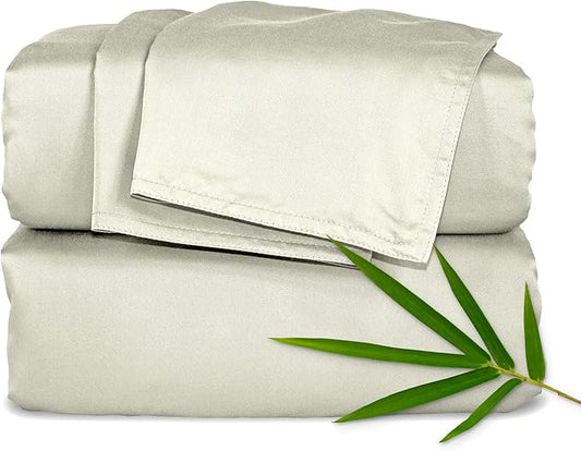 Pure Bamboo King Sheets, Genuine 100% Organic Viscose Derived from Bamboo Bed Sheet Set, Luxuriously Soft & Cooling, Double Stitching, 2 Year Quality Promise (King, Birch)