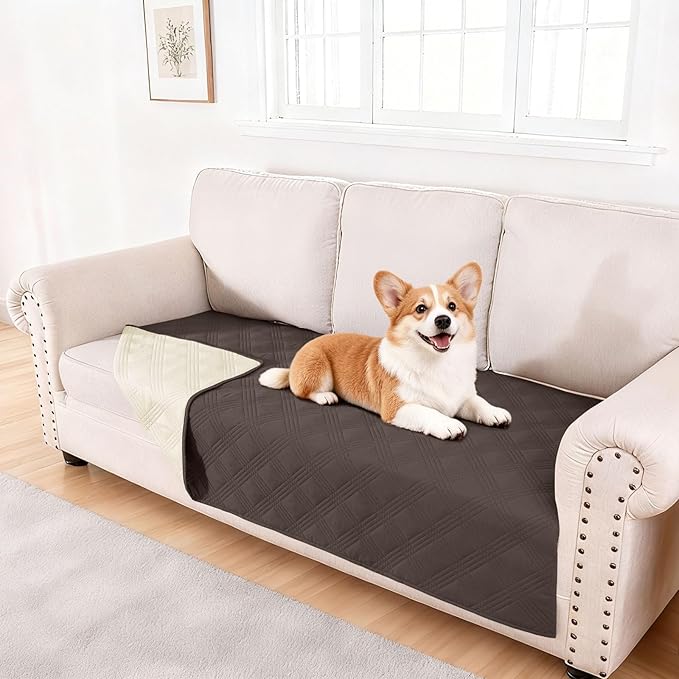 hyha Waterproof Dog Blanket, Reversible Pet Bed Blanket, Soft Sofa Couch Cover for Dogs Washable, Waterproof Pet Couch Covers for Sofa Puppy Cats Furniture Protector(40"x70", Chocolate/Beige)