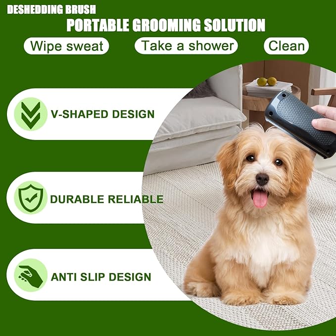 Upgraded Deshedding Dog Brush, Grooming Brush for Dogs & Cats – Pet Hair Removal Tool for Shedding, Matted & Loose Hair – Gentle on Skin with Ergonomic Grip – Works on Rabbits, Horses
