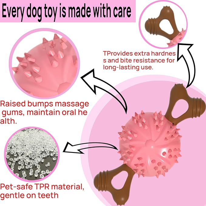 Indestructible Dog Chew Toy, Durable Chew Toy for Small and Medium Dogs, Interactive Bone Toy to Keep Dogs Busy, Teeth Cleaning Toy, Multifunctional Dog Toy for Treats/Cleaning/Chewin