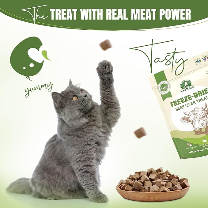 Freeze Dried Beef Liver Treats for Dogs & Cats, High Protein, Single Ingredient, Grain Free Dog Liver Treats, Healthy Training Snacks, Freeze Dried Liver for Dogs, 150g (5.3oz)