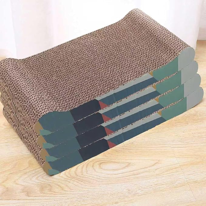 Cat Scratch Board, 4 Pack Corrugated cat Scratch pad, pet cat Toys, Reversible cat Scratch Toys Bone Type Durable Cat Scratching Board Reversible with Catnip for Furniture Protection