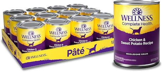 Wellness Complete Health Natural Wet Canned Dog Food, Chicken & Sweet Potato, 12.5-Ounce Can (Pack of 12)