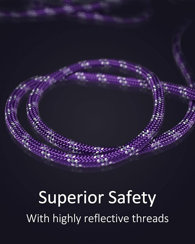 2 Pack Orange&Purple 20FT Long Dog Leashes, Heavy Duty Comfortable Dog Lead for Large Medium Small Dogs Outside Walking, Playing, Camping, or Yard