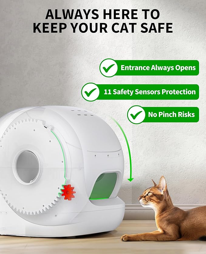 PETKIT PuraMax 2 Automatic Self-Cleaning Cat Litter Box, App Control Automatic Litter Box with Safety Sensors, Odor Free & Anti-Leakage Basic Bundle Includes Trash Bags,2.4G WiFi & Low Entrance