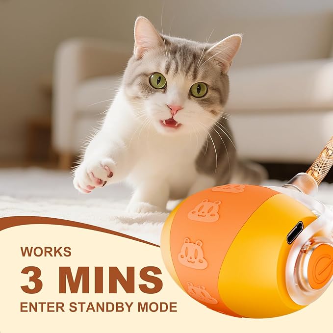 New Fi Smart Interactive Cat Toy Ball with Remote Control & Sound | Motion-Activated Automatic Cat Toy with 2 Elastic Tails, Red Dot & Find Function for Indoor Cats & Kittens