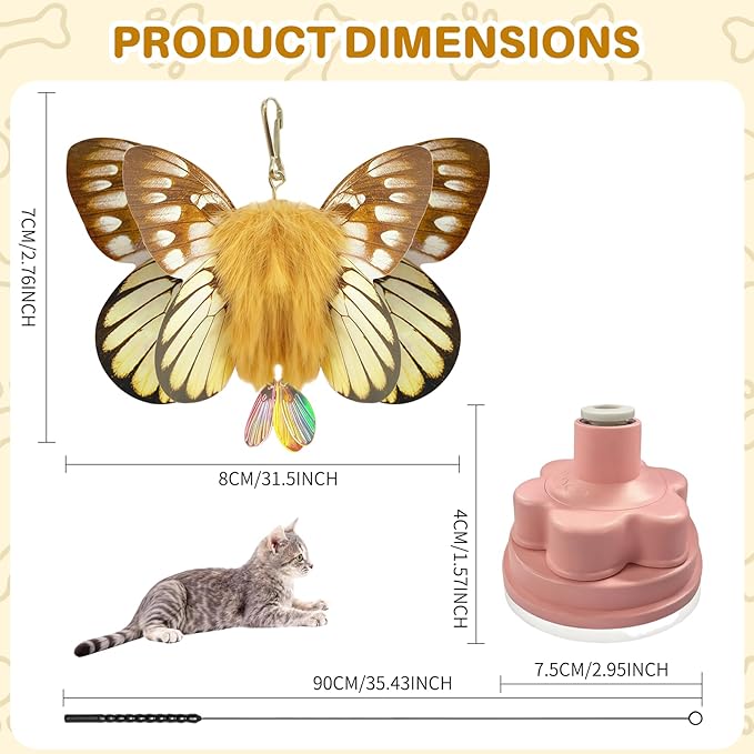 Walfront Interactive Cat Toy – Butterfly Teaser Wand with Pink Flower Suction Cup, Self-Play Toy for Kittens & Adult Indoor Cats, Durable Elastic Stick for Exercise & Boredom Relief