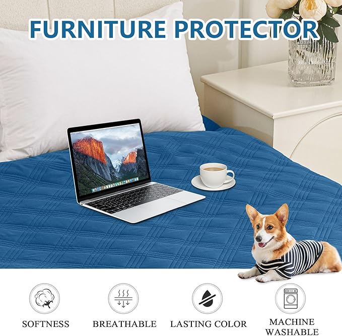 hyha Waterproof Dog Blanket, Reversible Pet Bed Blanket, Soft Sofa Couch Cover for Dogs Washable, Waterproof Pet Couch Covers for Sofa Puppy Cats Furniture Protector(30"x70", Navy Blue/Navy Blue)