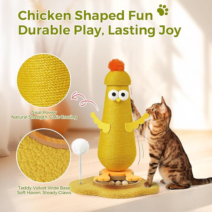 Kitten Toys for Indoor Cats Scratching Post,Cat Toys Scratcher Post,Sisal Cat Scratch Posts for Kittens with Interactive Track Ball Spring Ball Toy