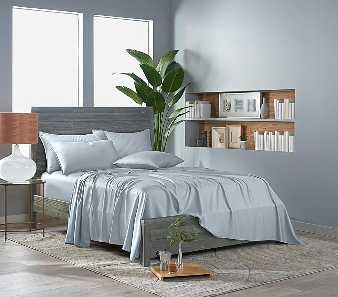Pure Bamboo Twin XL Sheets, Genuine 100% Organic Viscose Derived from Bamboo Bed Sheet Set, Luxuriously Soft & Cooling, Double Stitching, 2 Year Quality Promise (Twin XL, Glacier)