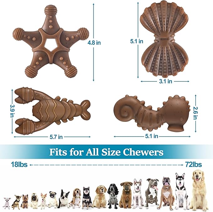 PETSTA Tough Dog Toys for Aggressive Chewers, Chew Toys for Aggressive Chewers, Indestructible Dog Toy for Large Medium Small Breed, 3 Pack Super Chewer Dog Toys with Nylon, Gift for Dogs