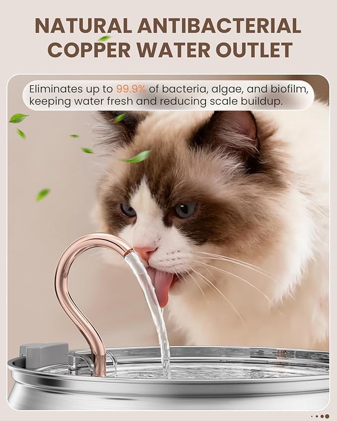 135oz/4.0L Cat Water Fountain with Copper Swan Spout, Ultra Quiet Automatic Pet Drinking Fountain for Cats & Dogs, Includes 3 Replacement Filters