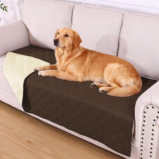 hyha Waterproof Dog Bed Blanket, Soft Pet Blankets, Waterproof Couch Cover for Dogs, Reversible Sofa Covers Washable for Furniture (40x90 Inch, Chocolate/Beige)