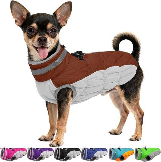 Dog Winter Jacket Cozy Reflective Waterproof Windproof Warm Pet Garment,Comfortable Cold Weather Fleece Apparel Outfits with Zipper Closure for Small Medium Large Dogs Puppy Walking,X-Small