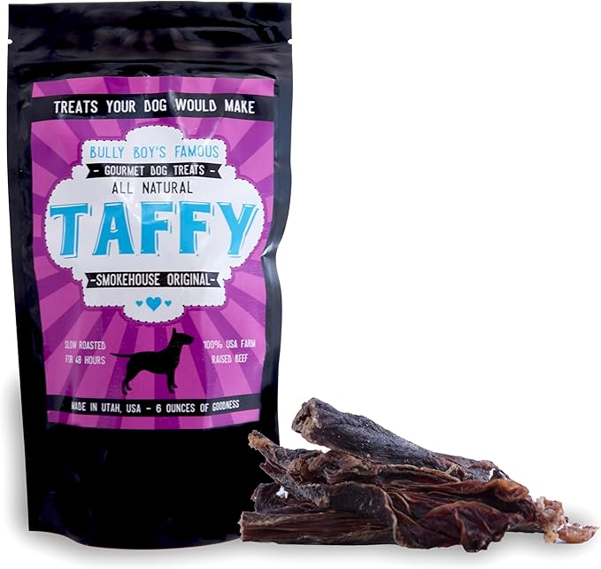 Bully Boy's Famous Beef Taffy | Free from Wheat, Corn, Soy, or Gluten | Safe, Healthy, and High Protein | with Slow Roasted & Smoked Beef Weasand | Made in Utah | 6 oz - 1 Pack