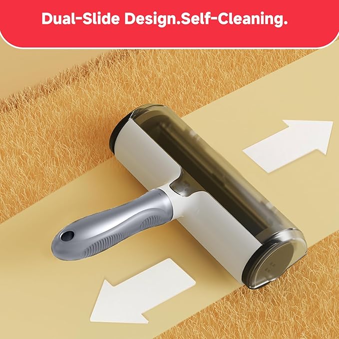 Pet Hair Remover & Pet Grooming Gloves Set - Deshedding Brush for Cats/Dogs, Reusable Lint Roller Brush for Cats,Dogs - Furniture, Car, Couch, Clothes and Bedding