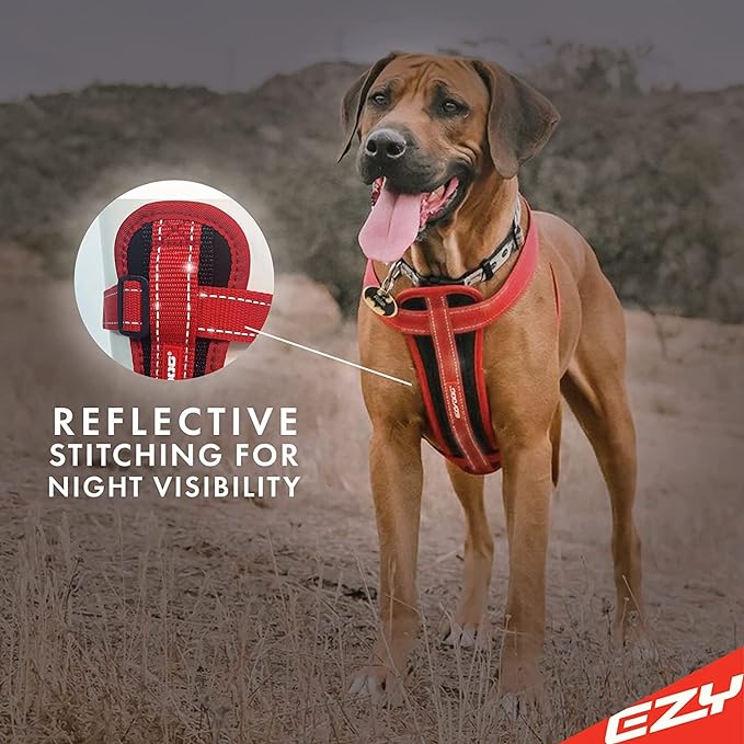 EzyDog Chest Plate No Pull Dog Harness – Escape Proof Harness with Reflective Stitching and Comfort Padding for Easy Walks, Training & Control - Car Restraint Included (X-Large, Pink)