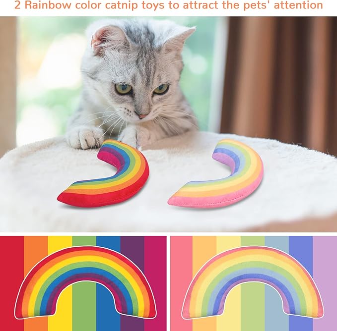 Christmas Catnip Toys for Indoor Cats Kitten, Xmas Kitty Toys Kicker Pillow 2Pcs, Interactive Cat Nip Chew Teeth Cleaning Toy for All Pet Breed
