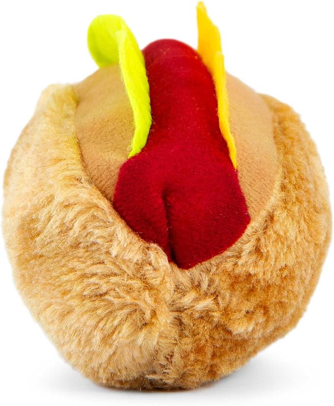 Jeffers Pet Plush American Grill Time Cuisine Dog Toys – 6" Squeaky Hotdog Plush Toys for Dogs – Chew, Cuddle, Interactive Play, Soft Durable Fabric, Puppy Gift, Christmas Stocking Stuffer