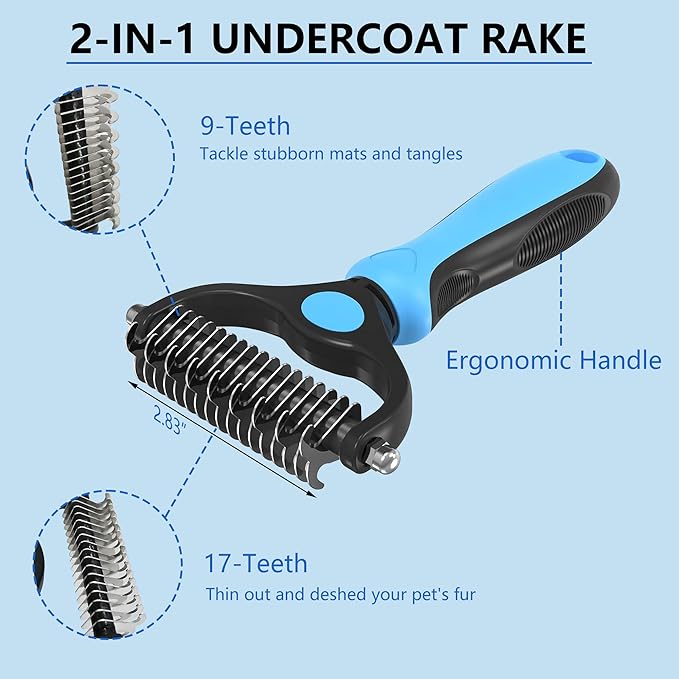 Extra Long Pin Brush for Large Dogs, Remove Loose Fur and Tangles; 5-in-1 Dog Grooming Brush for Long Haired Dogs&Cats
