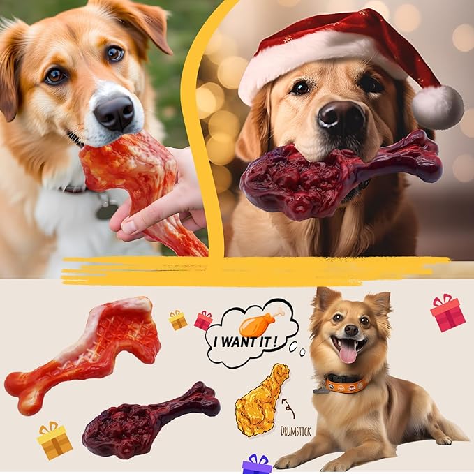 Magicorange Dog Chew Toys for Aggressive Chewers, Nylon Durable Dog Toys, Bacon Flavored Tough Chew Toys (2 Pack)
