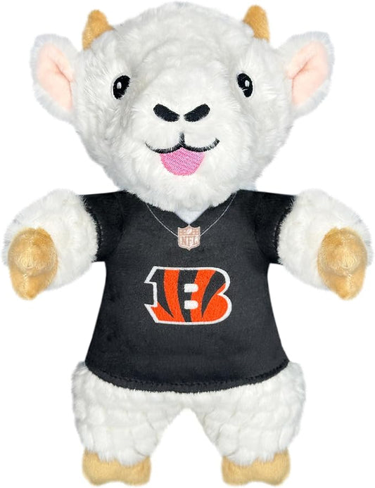 Pets First NFL Cincinnati Bengals Goat Plush Toy for Dogs and Cats with Squeaker, Wearing a Team Jersey! Fun & Sporty Goat Shaped Dog Chew Toy, Interactive Pet Toy