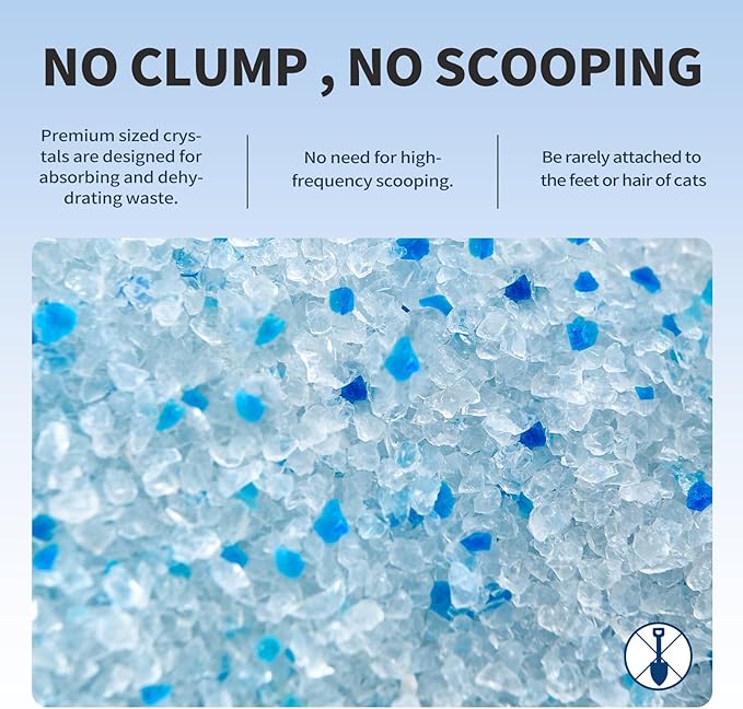 Cat Litter Crystals No Clumping Odor Control Kitty Litter Non-Clumping No scooping Low Dust, Low Tracking, Dehydrates Waste - 25.8 lbs (4 Unscented & 2 Lavender)