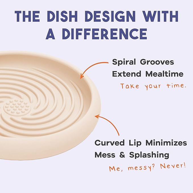 Awoo Lick Dish Silicone Dog & Cat Lick Mat & Slow Feeder with Suction Cups, Non-Slip, Dishwasher Safe, Extend Mealtime, Reduce Anxiety (Cream)