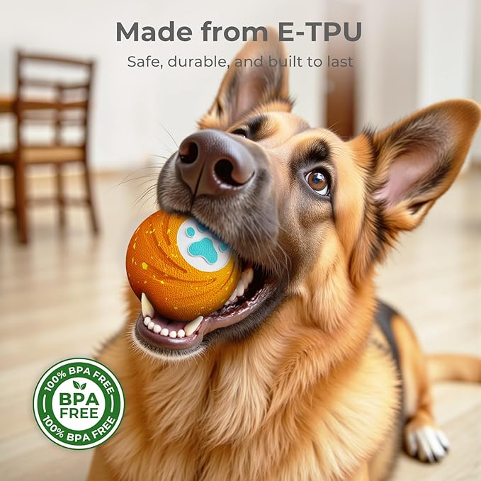 Lovkid Interactive Dog Ball Replacement Shell - Durable E-TPU Dog Toys for Aggressive Chewers, Indoor Outdoor Dog Play Toy to Keep Them Busy Orange(No Motor)